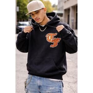 Teddy Fresh CF Patch Hoodie Black Streetwear Embroidered Logo Sweatshirt Unisex